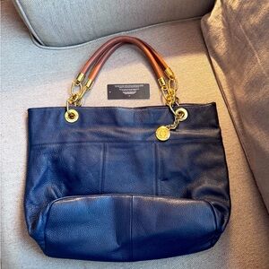 Tommy Hilfiger Navy Pebbled Leather Hobo Bag